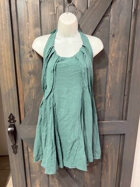 Free People Free-Est Sleeveless Halter mini Dress in Dusty Teal Green Medium